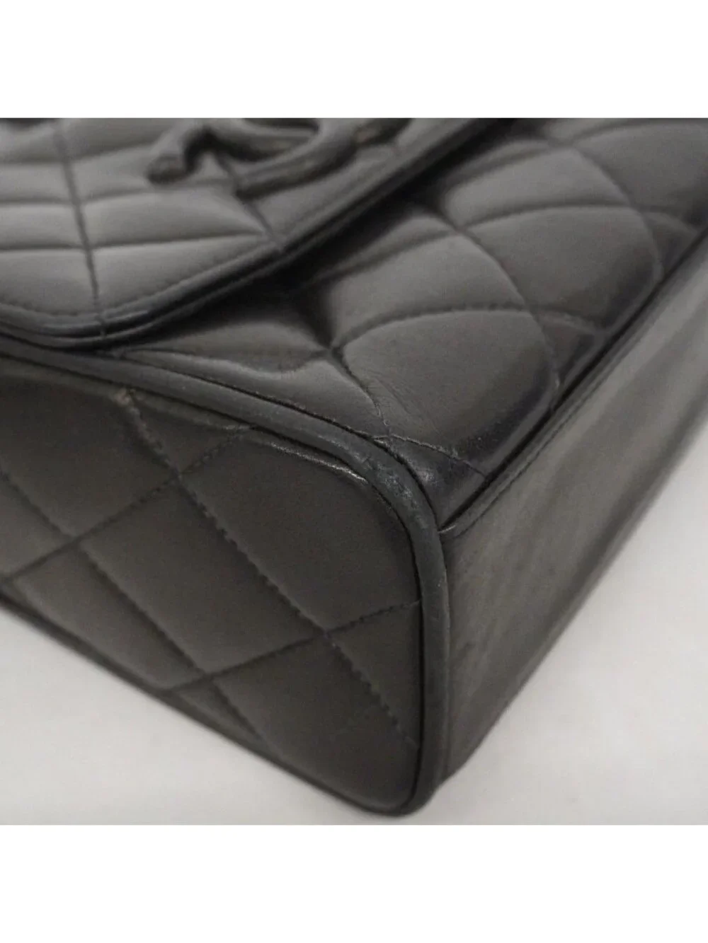 Chanel Shoulder Bag Quilted Lambskin Black Gold